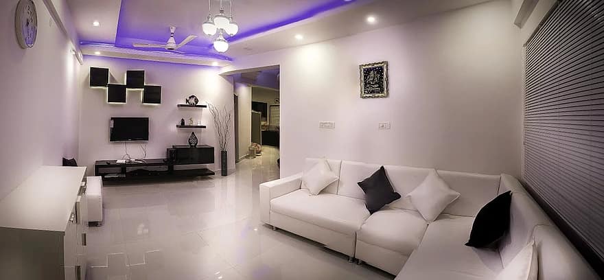 éclairage créatif pour un salon d'appartement