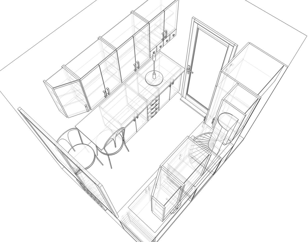 plan de cuisine à l'échelle