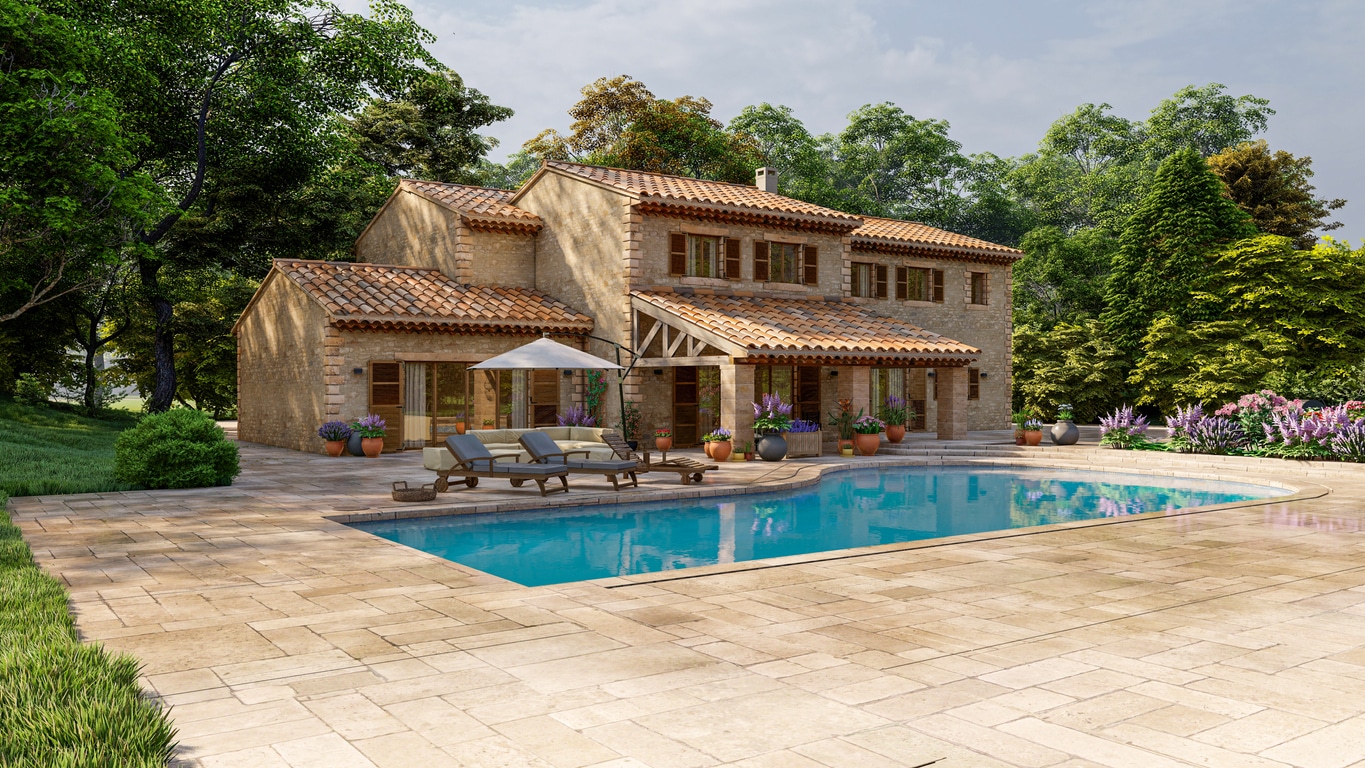 belle piscine dans une villa méditerranéen